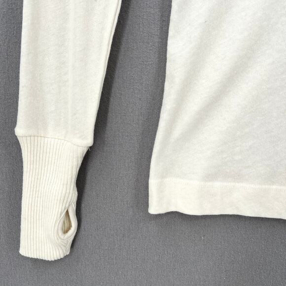 ENZA COSTA Cashmere Easy Cuffed Crew Top Womens XS Cream Long Sleeve Tee NEW - Picture 9 of 15